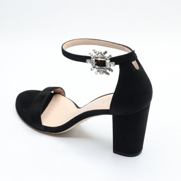 Stuart Weitzman Nearlynude Crystal Nova Sandal Black/Clear 6 B - Picture 4 of 6